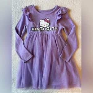 Hello Kitty Sanrio Dress, Lavender, Shoulder Ruffle. Soft Top, Tulle Bottom. 4T